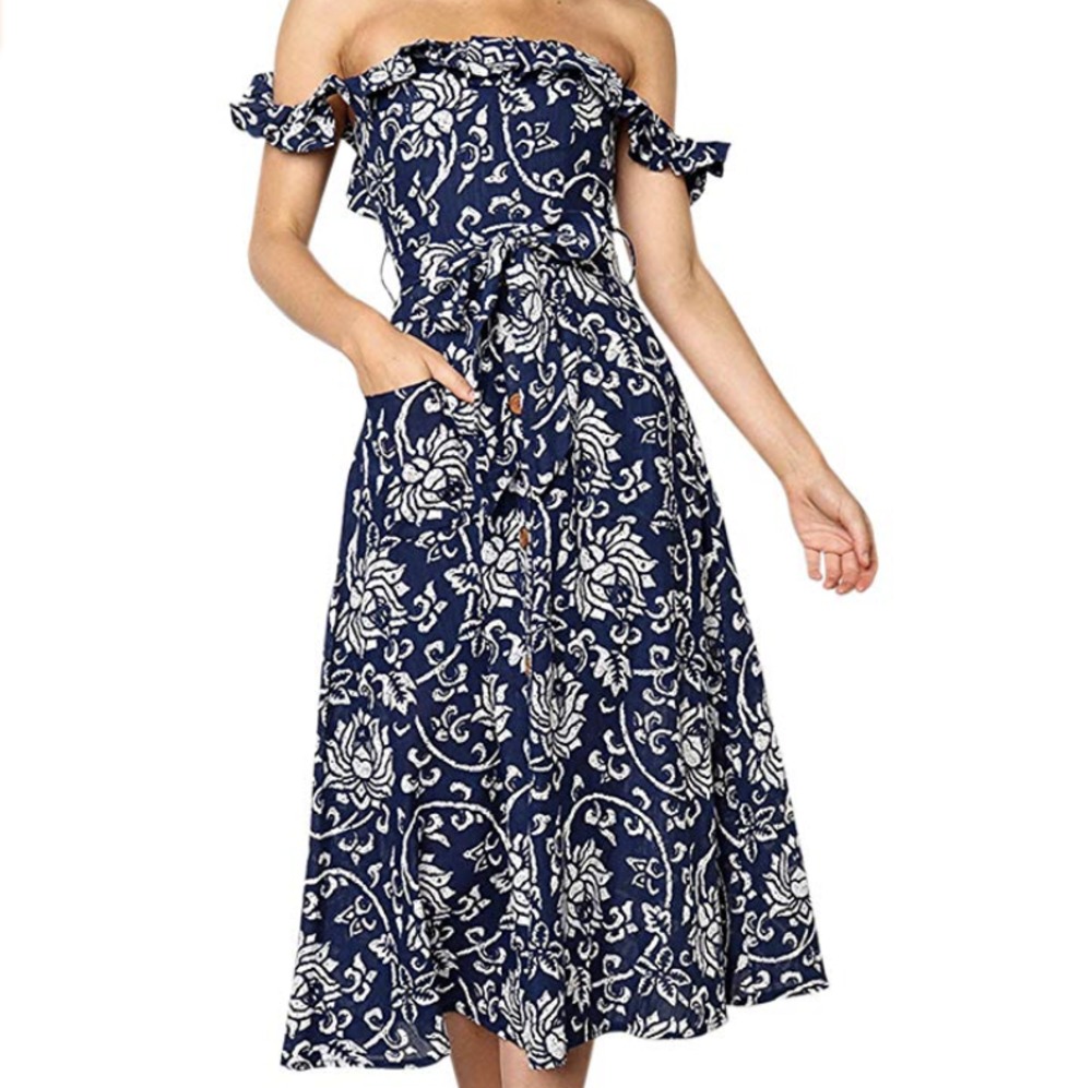 Womens Button Down V Neck Dress